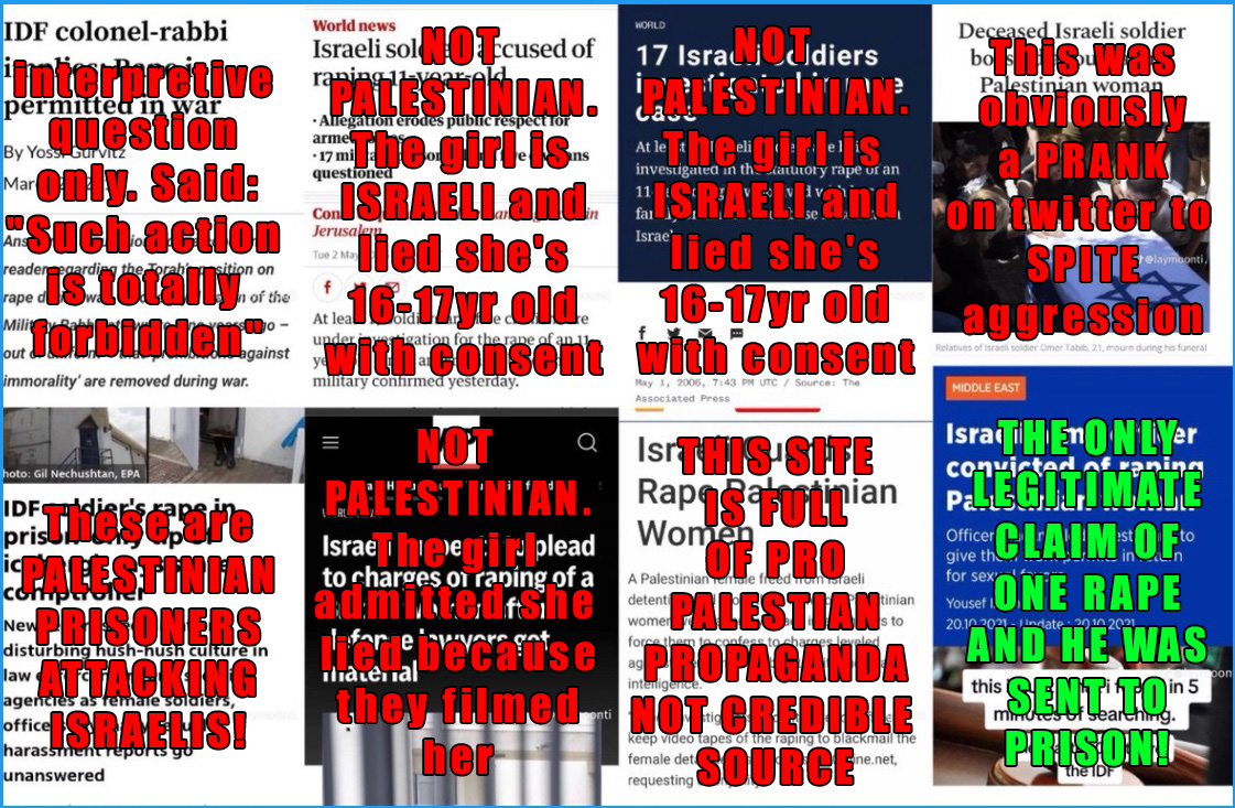 Israel collage of rape headlines